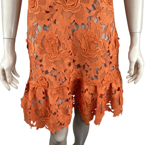 Adelyn Rae Dress Size Medium NWT 3D Lace A-Line Coral Orange Short Sleeve Floral - Picture 6 of 12
